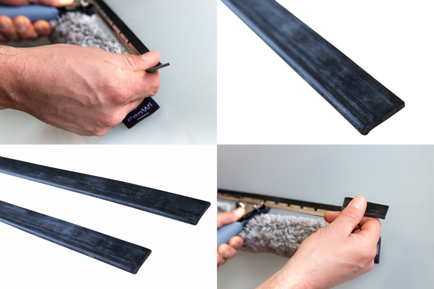 Die Ersatzgummis für alle FenWi Abzieher und Kombi Fensterwischer in 35cm Breite. Dieser Wischergummi sorgt für streifenfreies Abziehen und strahlende Fenster.
