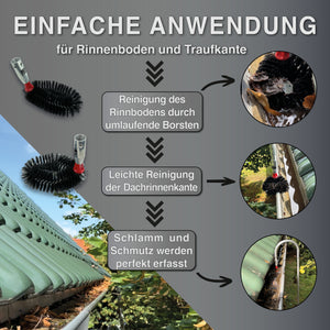 Einfache Anwendung - Reinigung des Rinnenbodens durch umlaufende Borsten