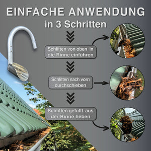 Einfache Anwendung in 3 Schritten - Schlitten in Rinne führen / nach vorn schieben / gefüllt entnehmen