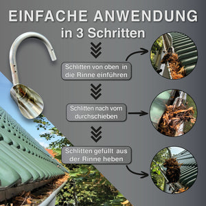 Einfache Anwendung in 3 Schritten - Dachrinnenreinigung ohne Leiter