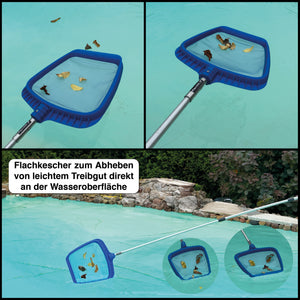 Flachkescher zum Abheben von Treibgut an der Wasseroberfläche