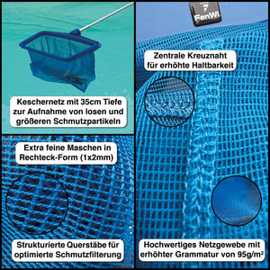 35cm tiefes Keschernetz zur Aufnahme von losen und größeren Schmutzpartikeln