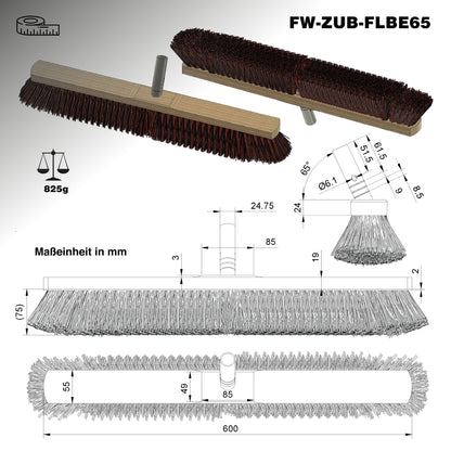 Abmessungen und Gewicht FenWi Flächenbesen / Breite 65cm / Gewicht 825g