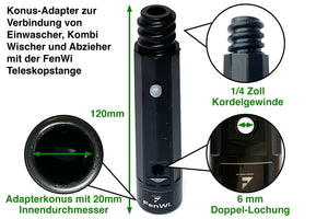 Adapterkonus / schwarz für Teleskopstange, Fensterabzieher und Einwascher