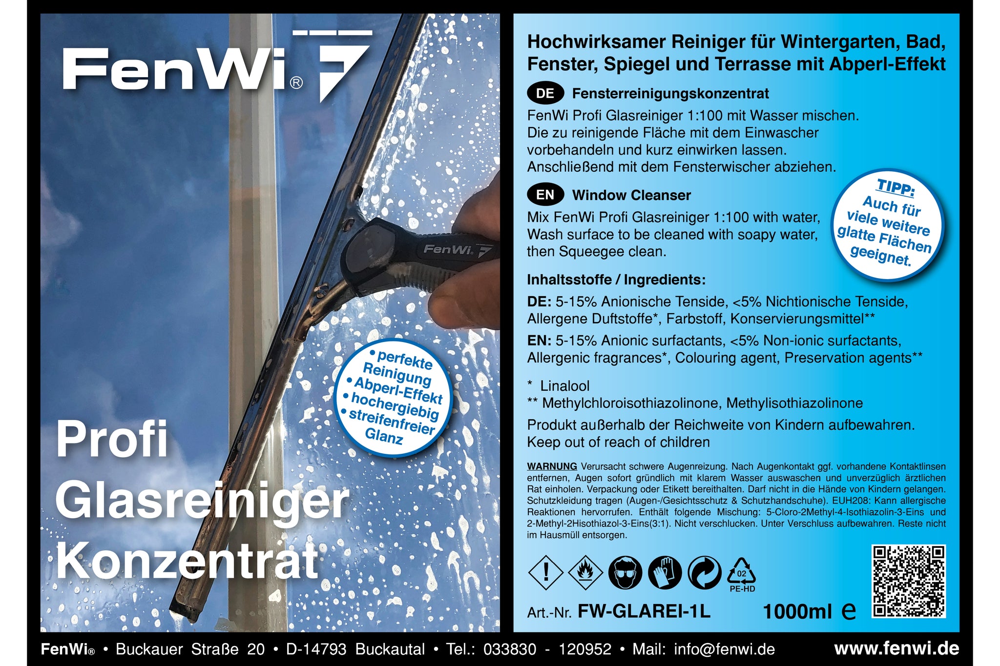FenWi Kombi Fensterwischer 45/50cm mit Fensterabzieher und Mikrofaser  Einwascher zum Fenster-Putzen I zur Glasreinigung und als Zubehör zu  Teleskopstiel ab 49,95 €
