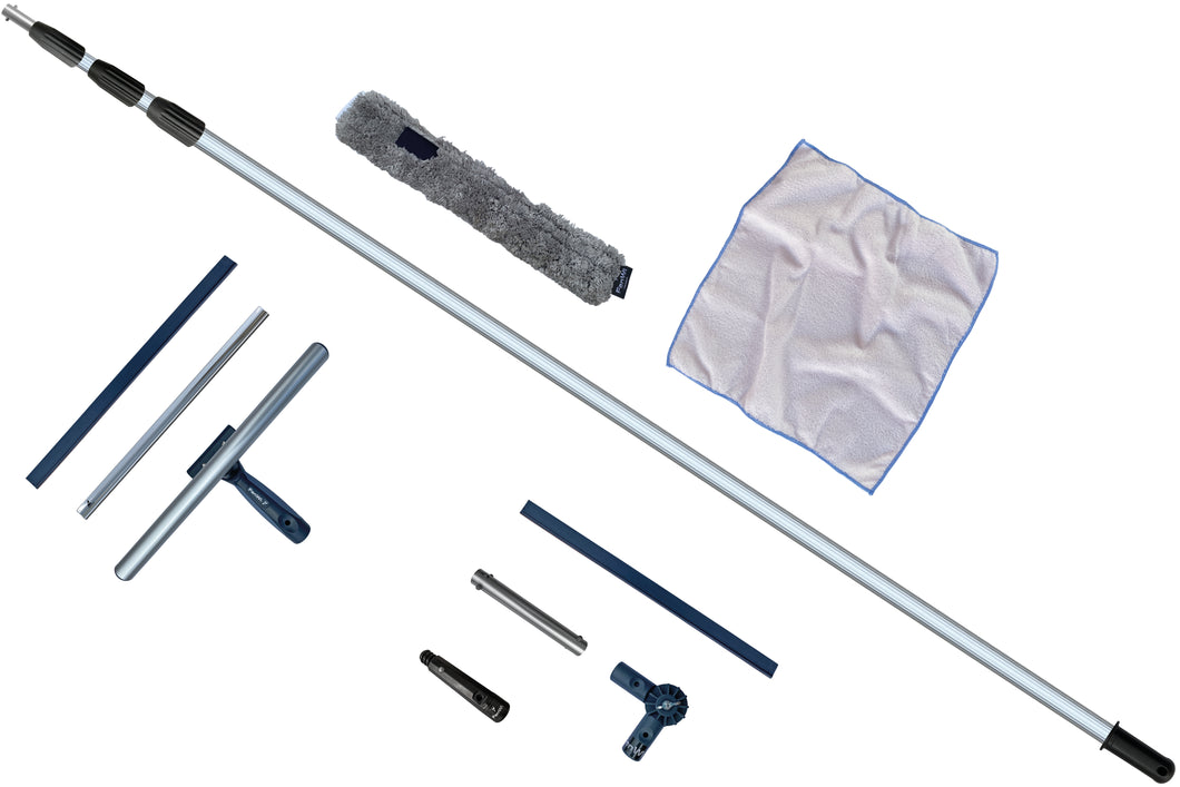 6m Teleskop Fensterwischer Set 35/40cm zur Glasreinigung Fensterreinigung Solarreinigung