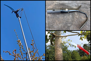 10m Teleskop-Baumpflege-Set mit Teleskopstange, Astschere, Astsäge, Obstpflücker & Haken