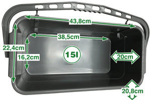 Rechteck-Eimer mittel 15L für 35/40cm Fensterwischer