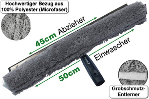 6m Teleskop Fensterreiniger Photovoltaik Set für Fenster und Solar mit 45/50cm Kombi-Wischer