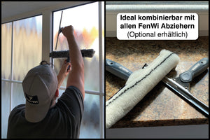 Profi Fensterwischer / 30cm Mikrofaser Einwascher mit Griff und 25cm Alu T-Träger