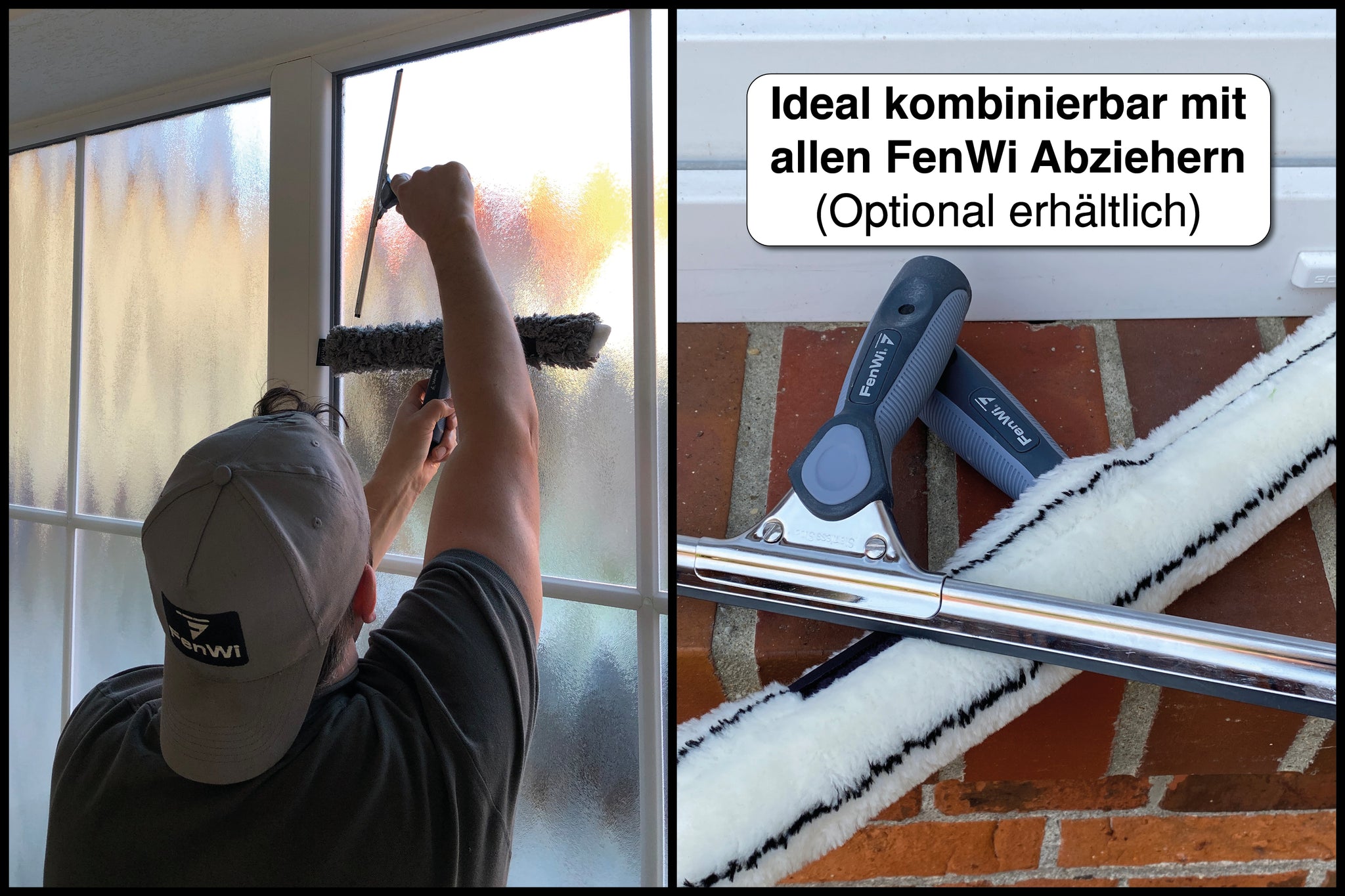 FenWi Mikrofaser Fensterwischer mit Einwascher, Griff und T-Träger –  FenWi-Shop