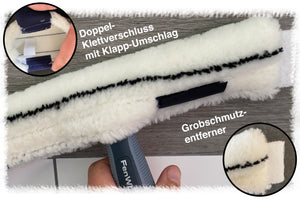 Profi Fensterwischer / 40cm Mikrofaser Einwascher mit Griff und 35cm Alu T-Träger