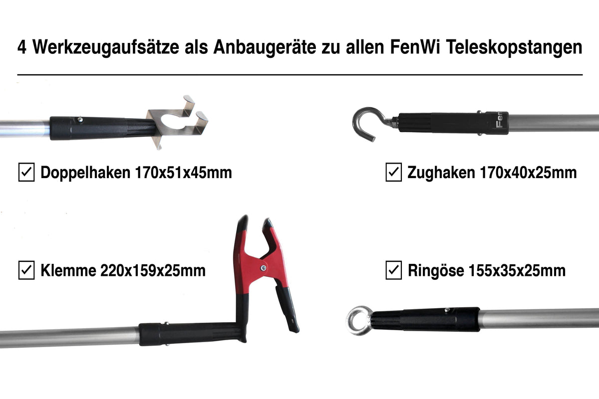 FenWi Haken Öse Klammer als Zubehör Anbauwerkzeuge für Teleskopstangen – FenWi-Shop