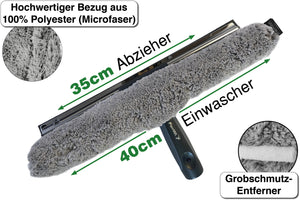 4m Teleskop Reinigungsset mit Fensterwischer und Besen für Wintergarten & Terrasse