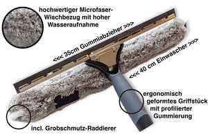 35/40cm Kombi Fensterwischer mit Abzieher und Einwascher