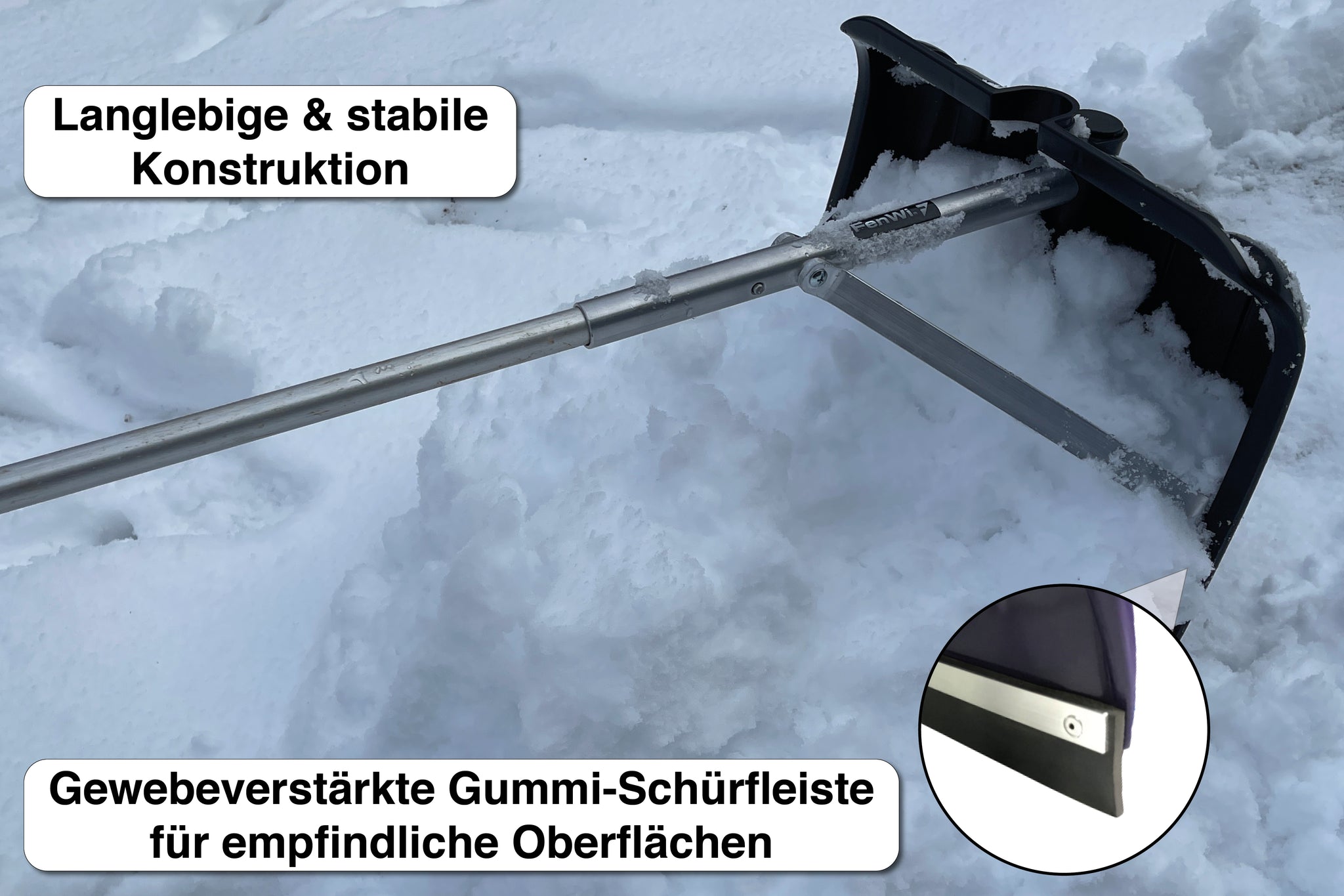 Besen zum Schneefegen 40cm mit Eiskratzer / Metallkante - Wischmop-Shop